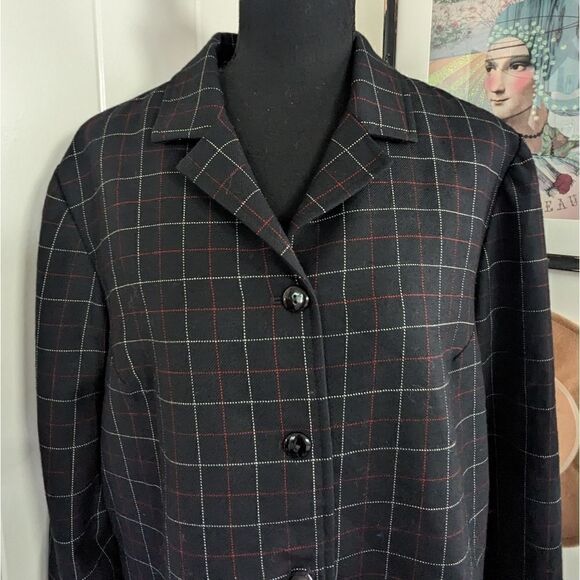 Pendleton Virgin Wool Black Grid Blazer 16 Countryside Clown Ranch Rebel Punk - Picture 3 of 9